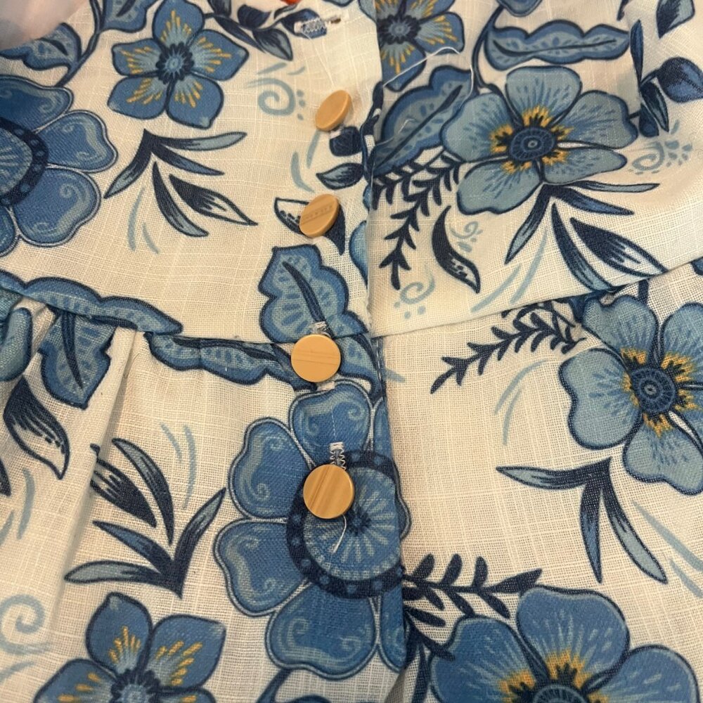 HAUTE HIPPIE KIDS Blue and White, Fully Lined Cotton Floral Sundress Size 3T - Picture 4 of 8
